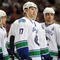ANAHEIM, CA - OCTOBER 30:  Michael Grabner #40 , Ryan Kesler #17 and Willie Mitchell #8 of the Vancouver Canucks look on prior to a faceoff during their game against the Anaheim Ducks at the Honda Center on October 30, 2009 in Anaheim, California. The Ducks defeated the Canucks 7-2.  (Photo by Harry How/Getty Images)