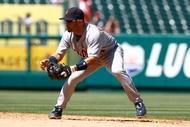 ANAHEIM, CA - AUGUST 26: Placido Polanco #14 of the Detroit Tigers plays against the Los Angeles Angels of Anaheim at Angel Stadium on August 26, 2009 in Anaheim, California. The Angels defeated the Tigers 4-2. (Photo by Jeff Gross/Getty Images)
