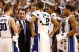 GREENSBORO, NC - MARCH 21:  Head coach Mike Krzyzewski of the Duke Blue Devils directs his team against the Texas Longhorns during the second round of the NCAA Division I Men's Basketball Tournament at the Greensboro Coliseum on March 21, 2009 in Greensboro, North Carolina.  (Photo by Streeter Lecka/Getty Images)