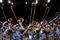 LOS ANGELES, CA - MARCH 12:  The UCLA band performs prior to UCLA Bruins against the Washington State Cougars in the Pacific Life Pac-10 Men's Basketball Tournament at the Staples Center on March 12, 2009 in Los Angeles, California.  (Photo by Harry How/Getty Images)