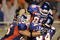 BOISE, ID - SEPTEMBER 24:  Klayton Adams (L) and Jeff Cavender (R) celebrate the game winning touchdown that T.J. Acree caught for Boise State in a game against BYU September 24, 2004 at Broncos Stadium in Boise, Idaho. BSU won the game 28-27. (Photo by George Frey/Getty Images)