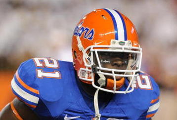 GAINESVILLE, FL - NOVEMBER 7: Safety Major Wright  #21 of the Florida Gators sets on defense against the Vanderbilt Commodores  November 7, 2009 at Ben Hill Griffin Stadium in Gainesville, Florida.  (Photo by Al Messerschmidt/Getty Images) 