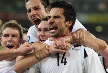 WELLINGTON, NEW ZEALAND - NOVEMBER 14:  Rory Fallon of the All Whites celebrates scoring during the FIFA World Cup Asian Qualifier match between New Zealand and Bahrain at Westpac Stadium on November 14, 2009 in Wellington, New Zealand.  (Photo by Hannah Johnston/Getty Images)