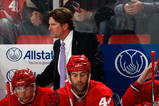 DETROIT - OCTOBER 10:  Head coach Mike Babcock of the Detroit Red Wings looks on during the game against the Washington Capitals on October 10, 2009 at Joe Louis Arena in Detroit, Michigan. (Photo by Gregory Shamus/Getty Images)