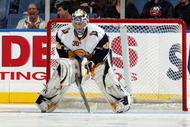 UNIONDALE, NY - OCTOBER 31:  Ryan Miller #30 of the Buffalo Sabres defends his net against the New York Islanders on October 31, 2009 at Nassau Coliseum in Uniondale, New York.  (Photo by Jim McIsaac/Getty Images)