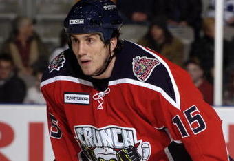 TORONTO - FEBRUARY 17:  Tyler Kolarik #15 of the Syracuse Crunch looks on against the Toronto Marlies at Ricoh Coliseum on February 17, 2006 in Toronto, Ontario, Canada. Syracuse won 3-2 in a shootout. (Photo by Graig Abel/Getty Images)