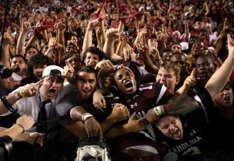 COLUMBIA, SC - SEPTEMBER 24:  Chris Culliver #17 of the South Carolina Gamecocks celebrates with fans after a 16-10 victory over the Ole Miss Rebels after their game at Williams-Brice Stadium on September 24, 2009 in Columbia, South Carolina.  (Photo by Streeter Lecka/Getty Images)