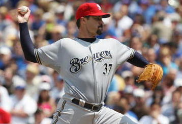 CHICAGO - JULY 03:  Jeff Suppan #37 of the Milwaukee Brewers throws a pitch against the Chicago Cubs during their MLB game on July 3, 2009 at Wrigley Field in Chicago, Illinois. (Photo by Jonathan Daniel/Getty Images) 