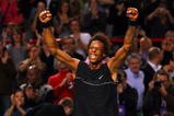 PARIS - NOVEMBER 14:  Gael Monfils of France celebrates match point during his semi final match against Radek Stepanek of Czech Republic at the ATP Masters Series at the Palais Omnisports De Paris-Bercy on November 14, 2009 in Paris, France.  (Photo by Clive Rose/Getty Images)