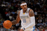 DENVER - OCTOBER 28:  Carmelo Anthony #15 of the Denver Nuggets dribbles the ball upcourt against the Utah Jazz during NBA action at Pepsi Center on October 28, 2009 in Denver, Colorado. The Nuggets defeated the Jazz 114-105.  (Photo by Doug Pensinger/Getty Images)