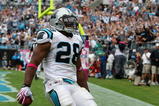 CHARLOTTE, NC - OCTOBER 11:  Jonathan Stewart #28 of the Carolina Panthers celebrates after a game winning touchdown run against the Washington Redskins at Bank of America Stadium on October 11, 2009 in Charlotte, North Carolina.  (Photo by Streeter Lecka/Getty Images)