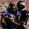 FORT WORTH, TX - NOVEMBER 14:  Quarterback Andy Dalton #14 of the TCU Horned Frogs congratulates teammate Jeremy Kerley #85 after a touchdown in the second quarter against the Utah Utes at Amon G. Carter Stadium on November 14, 2009 in Fort Worth, Texas.  (Photo by Ronald Martinez/Getty Images)