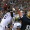 SOUTH BEND, IN - OCTOBER 03: Desmond Trufant #6 of the Washington Huskies breaks up a pass intended for Kyle Rudolph #9 of the Notre Dame Fighting Irish as teammate Justin Glenn #20 also defends on October 3, 2009 at Notre Dame Stadium in South Bend, Indiana. (Photo by Jonathan Daniel/Getty Images)