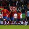 MADRID, SPAIN - NOVEMBER 14: Xabi Alonso of Spain celebrates after scoring the first goal with David Villa during the friendly International football match Spain against Argentina at the Vicente Calderon stadium in Madrid, on November 14, 2009 in Madrid, Spain.  (Photo by Clive Brunskill/Getty Images)