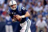INDIANAPOLIS - NOVEMBER 08:  Peyton Manning #18 of the Indianapolis Colts looks to pass the ball during the NFL game against the Houston Texans at Lucas Oil Stadium on November 8, 2009 in Indianapolis, Indiana.  (Photo by Andy Lyons/Getty Images)