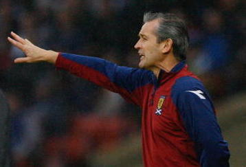 GLASGOW, SCOTLAND - SEPTEMBER 05:  George Burley, coach of Scotland  reacts during the FIFA 2010 World Cup Qualifier match beteween Scotland and Macedonia at Hampden Park on September 5, 2009 in Glasgow, Scotland.  (Photo by Jeff J Mitchell/Getty Images)