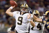 ST. LOUIS - NOVEMBER 15: Drew Brees #9 of the New Orleans Saints passes against the St. Louis Rams at the Edward Jones Dome on November 15, 2009 in St. Louis, Missouri.  (Photo by Dilip Vishwanat/Getty Images)