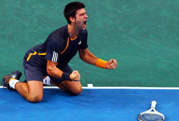 PARIS - NOVEMBER 15:  Novak Djokovic of Serbia celebrates match point in the Final match against Gael Monfils of France during the ATP Masters Series at the Palais Omnisports De Paris-Bercy on November 15, 2009 in Paris, France.  (Photo by Clive Rose/Getty Images)