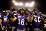 FORT WORTH, TX - NOVEMBER 14: Ryan Christian #18 of the TCU Horned Frogs celebrates his teams 55-28 victory over the Utah Utes at Amon G. Carter Stadium on November 14, 2009 in Fort Worth, Texas. (Photo by Ronald Martinez/Getty Images)