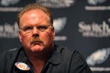 PHILADELPHIA - AUGUST 14: Head coach Andy Reid of the Philadelphia Eagles speaks at a press conference introducing Michael Vick at the NovaCare Complex on August 14, 2009 in Philadelphia, Pennsylvania. Vick signed a one-year contract, with a second year option, with the Eagles.  (Photo by Larry French/Getty Images)