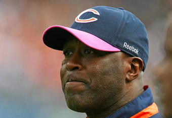 CHICAGO - OCTOBER 04: Head coach Lovie Smith of the Chicago Bears watches as his team takes on the Detroit Lions on October 4, 2009 at Soldier Field in Chicago, Illinois. The Bears defeated the Lions 48-24. (Photo by Jonathan Daniel/Getty Images)
