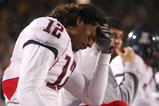 BERKELEY, CA - NOVEMBER 14:  Adam Hall #12 of the Arizona Wildcats looks on near the end of the game against the California Golden Bears at California Memorial Stadium on November 14, 2009 in Berkeley, California.  (Photo by Jed Jacobsohn/Getty Images)