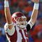 GAINESVILLE, FL - OCTOBER 17: Quarterback Ryan Mallett #15 of the Arkansas Razorbacks signals a touchdown against the Florida Gators October 17, 2009 at Ben Hill Griffin Stadium in Gainesville, Florida.  (Photo by Al Messerschmidt/Getty Images)