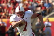 LOS ANGELES, CA - NOVEMBER 14:  Running back Toby Gerharrt #7 of the Stanford Cardinal  carries the ball against the USC Trojans on November 14, 2009 at the Los Angeles Coliseum in Los Angeles, California.  Stanford won 55-21.  (Photo by Stephen Dunn/Getty Images)