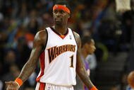 OAKLAND, CA - MARCH 15:  Stephen Jackson #1 of the Golden State Warriors is called for his second technical foul and is thrown out of the game by referee Tony Brothers against the Phoenix Suns during an NBA game on March 15, 2009 at Oracle Arena in Oakland, California. NOTE TO USER: User expressly acknowledges and agrees that, by downloading and or using this photograph, User is consenting to the terms and conditions of the Getty Images License Agreement.  (Photo by Jed Jacobsohn/Getty Images)