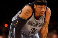 LOS ANGELES, CA - NOVEMBER 06:  Allen Iverson #3 of the Memphis Grizzlies on the court against the Los Angeles Lakers on November 6, 2009 at Staples Center in Los Angeles, California. The Lakers won 114-98. NOTE TO USER: User expressly acknowledges and agrees that, by downloading and/or using this Photograph, user is consenting to the terms and conditions of the Getty Images License Agreement.  (Photo by Stephen Dunn/Getty Images)