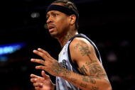 LOS ANGELES, CA - NOVEMBER 06:  Allen Iverson #3 of the Memphis Grizzlies on the court against the Los Angeles Lakers on November 6, 2009 at Staples Center in Los Angeles, California. The Lakers won 114-98. NOTE TO USER: User expressly acknowledges and agrees that, by downloading and/or using this Photograph, user is consenting to the terms and conditions of the Getty Images License Agreement.  (Photo by Stephen Dunn/Getty Images)