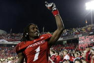 CINCINNATI - NOVEMBER 13:  Mardy Gilyard #1 of the Cincinnati Bearcats celebrates his teams 24-21 win over the West Virginia Mountaineers in the game at Nippert Stadium on November 13, 2009 in Cincinnati, Ohio.  (Photo by Andy Lyons/Getty Images)