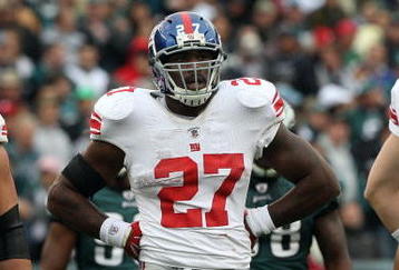 PHILADELPHIA - NOVEMBER 01:  Brandon Jacobs #27 of the New York Giants looks on against the Philadelphia Eagles on November 1, 2009 at Lincoln Financial Field in Philadelphia, Pennsylvania.  (Photo by Jim McIsaac/Getty Images)