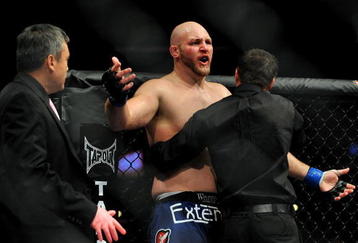 LOS ANGELES, CA - OCTOBER 24:  UFC fighter Ben Rothwell reacts after the bout is called in favor of UFC fighter Cain Velasquez (not pictured) during their Heavyweight bout at UFC 104: Machida vs. Shogun at Staples Center on October 24, 2009 in Los Angeles, California.  Velasquez won the fight by way of TKO.  (Photo by Jon Kopaloff/Getty Images)