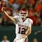 MIAMI GARDENS, FL - OCTOBER 03:  Quarterback Landry Jones #12 of the Oklahoma Sooners throws a pass against the Miami Hurricanes at Land Shark Stadium on October 3, 2009 in Miami Gardens, Florida. Miami defeated Oklahoma 21-20.  (Photo by Doug Benc/Getty Images)