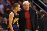 PHOENIX - OCTOBER 30:  Stephen Curry #30 of the Golden State Warriors talks with head coach Don Nelson during the NBA game against the Phoenix Suns at US Airways Center on October 30, 2009 in Phoenix, Arizona. The Suns defeated the Warriors 123-101.  NOTE TO USER: User expressly acknowledges and agrees that, by downloading and or using this photograph, User is consenting to the terms and conditions of the Getty Images License Agreement.  (Photo by Christian Petersen/Getty Images)