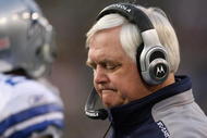 GREEN BAY, WI - NOVEMBER 15: Head coach Wade  Phillips of the Dallas Cowboys reacts as his offense comes off the field during a game against the Green Bay Packers at Lambeau Field on November 15, 2009 in Green Bay, Wisconsin. The Packers defeated the Cowboys 17-7. (Photo by Jonathan Daniel/Getty Images)