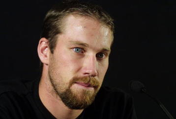 15 Sep 2001:   Forward Peter Forsberg of the Colorado Avalanche announces at a press conference that he is taking time off from hockey until he feels 100 percent healthy. Forsberg made the announcement from the Globen Arena in Stockholm, Sweden where the team was to play tonight as part of the NHL Challenge Series.  DIGITAL IMAGE.  Mandatory Credit: Tim DeFrisco/NHL Images/Allsport
