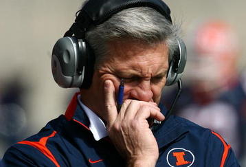 CHAMPAIGN, IL - OCTOBER 10: Head coach Ron Zook of the Illinois Fighting Illini walks the sidelines during a game against the Michigan State Spartans on October 10, 2009 at Memorial Stadium at the University of Illinois in Champaign, Illinois. (Photo by Jonathan Daniel/Getty Images)