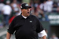 EAST RUTHERFORD, NJ - NOVEMBER 15:  Head coach Rex Ryan of the New York Jets shouts from the sidelines against the Jacksonville Jaguars on November 15, 2009 at Giants Stadium in East Rutherford, New Jersey. Jacksonville defeated the Jets 24-22.  (Photo by Jim McIsaac/Getty Images)