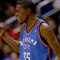 LOS ANGELES, CA - NOVEMBER 11:  Kevin Durant #35 of  the Oklahoma City Thunder celebrates during the game against the Los Angeles Clippers on November 11, 2009 at Staples Center in Los Angeles, California.   The Thunder won 83-79.   NOTE TO USER: User expressly acknowledges and agrees that, by downloading and/or using this Photograph, user is consenting to the terms and conditions of the Getty Images License Agreement.  (Photo by Stephen Dunn/Getty Images)