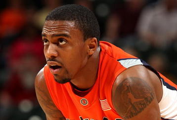 INDIANAPOLIS - MARCH 14:  A detail of a Jumpman tattoo is seen on left shoulder of Jeff Jordan #13 of the Illinois Fighting Illini as he defends against the Purdue Boilermakers during their semifinal game of the Big Ten Men's Basketball Tournament at Conseco Fieldhouse on March 14, 2009 in Indianapolis, Indiana.  (Photo by Jonathan Daniel/Getty Images)