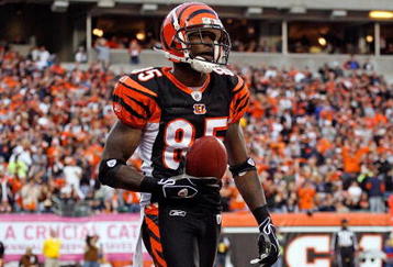 CINCINNATI - OCTOBER 25:  Chad Ochocinco #85 of the Cincinnati Bengals scores a touchdown during the NFL game against the Chicago Bears at Paul Brown Stadium on October 25, 2009 in Cincinnati, Ohio.  The Bengals won 45-10.  (Photo by Andy Lyons/Getty Images)