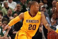 INDIANAPOLIS - MARCH 13:  Lawrence Westbrook #20 of the Minnesota Golden Gophers drives against the Michigan State Spartans during the second round of the Big Ten Men's Basketball Tournament at Conseco Fieldhouse on March 13, 2009 in Indianapolis, Indiana.  (Photo by Jonathan Daniel/Getty Images)