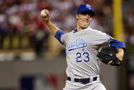 ST. LOUIS, MO - JULY 14:  American League All-Star Zack Greinke of the Kansas City Royals pitches during the 2009 MLB All-Star Game at Busch Stadium on July 14, 2009 in St Louis, Missouri. (Photo by Jamie Squire/Getty Images)