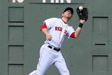 BOSTON - OCTOBER 11:  Jason Bay #44 of the Boston Red Sox catches a Torii Hunter #48 of the Los Angeles Angels of Anaheim fly ball in the third inning of Game Three of the ALDS during the 2009 MLB Playoffs at Fenway Park on October 11, 2009 in Boston,  Massachusetts. (Photo by Jim Rogash/Getty Images)