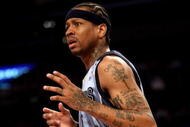LOS ANGELES, CA - NOVEMBER 06:  Allen Iverson #3 of the Memphis Grizzlies on the court against the Los Angeles Lakers on November 6, 2009 at Staples Center in Los Angeles, California. The Lakers won 114-98. NOTE TO USER: User expressly acknowledges and agrees that, by downloading and/or using this Photograph, user is consenting to the terms and conditions of the Getty Images License Agreement.  (Photo by Stephen Dunn/Getty Images)