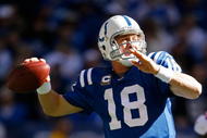 INDIANAPOLIS - NOVEMBER 01:  Peyton Manning #18 of the Indianapolis Colts throws a pass during the NFL game against the San Francisco 49ers at Lucas Oil Stadium on November 1, 2009 in Indianapolis, Indiana.  (Photo by Andy Lyons/Getty Images)