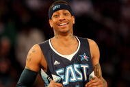 PHOENIX - FEBRUARY 15:  Allen Iverson #1 of the Eastern Conference smiles during the 58th NBA All-Star Game, part of 2009 NBA All-Star Weekend at US Airways Center on February 15, 2009 in Phoenix, Arizona.  NOTE TO USER: User expressly acknowledges and agrees that, by downloading and or using this photograph, User is consenting to the terms and conditions of the Getty Images License Agreement.  (Photo by Ronald Martinez/Getty Images)