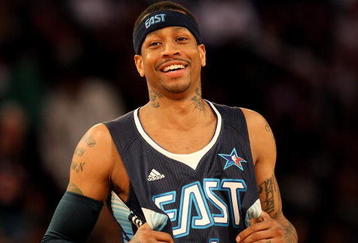 PHOENIX - FEBRUARY 15:  Allen Iverson #1 of the Eastern Conference smiles during the 58th NBA All-Star Game, part of 2009 NBA All-Star Weekend at US Airways Center on February 15, 2009 in Phoenix, Arizona.  NOTE TO USER: User expressly acknowledges and agrees that, by downloading and or using this photograph, User is consenting to the terms and conditions of the Getty Images License Agreement.  (Photo by Ronald Martinez/Getty Images)